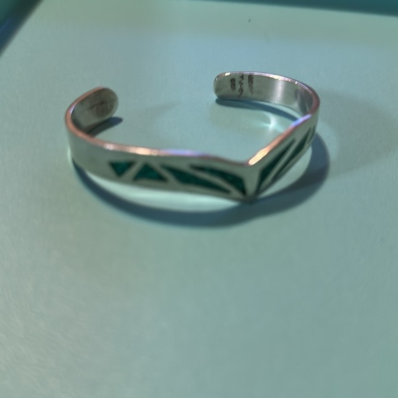 #18 STERLING TJ-67 INLAID TURQUOISE STONES CUFF BRACELET 925 MEXICO - Picture 3 of 16